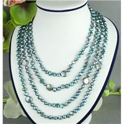 Multistrand Gray Pearl & Coin Necklace