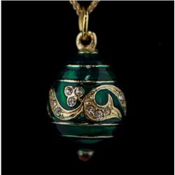 Green Wave Faberge Inspired Egg Pendant
