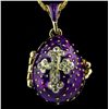 Image 1 : Crystal Cross on Purple Faberge Inspired Pendant