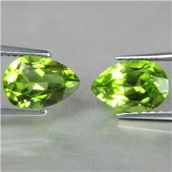 Pair 4.15ct Pear Cut Burmese Peridot Gemstones