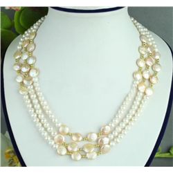 ELEGANT Multistrand Pearl & Coin Necklace