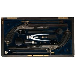 CASED PAIR LI?GE PROOF PERCUSSION PISTOLS