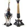 Image 1 : French bronze candlestick and oil lamp late 19th C