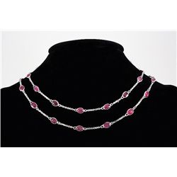 Natural Ruby 33.92CT in Silver CableLinkChain Necklace