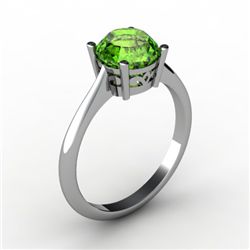 Peridot 1.25 ctw Ring 14kt White Gold