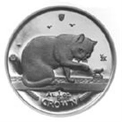 Isle of Man 1999 1 Crown Silver Proof British Blue Cat