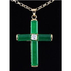 JADE CROSS 5.10GRAMS IN GOLD PLATED PENDANT