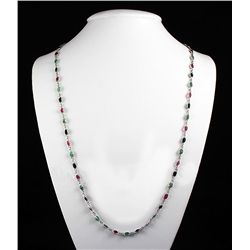 New Design Multi-color 32.68CT Bezel Silver Necklace 8.