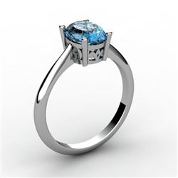 Aqua Marine 0.75 ctw Ring 14kt White Gold