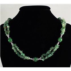 260.85CTW GREEN AVENTURINE STONE & CHIP BEADS NECKLACE