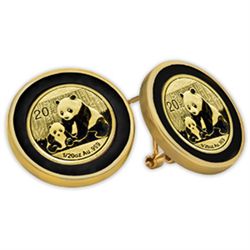 2012 1/20 oz Gold Panda Earrings (Onyx Polished) 14KT