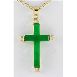 JADE CROSS 3.88GRAMS IN GOLD PLATED PENDANT