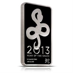 Silver Bars: 2013 Silver Snake 10 oz Bar .999 fine