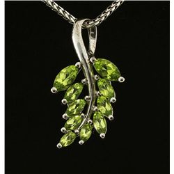 2.55CTW Natural Peridot Sterling Silver Pendant 3.27g