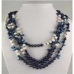 4 ROW NATURAL PEARL 627.00CTW NECKLACE W/ BOTTON LOCK