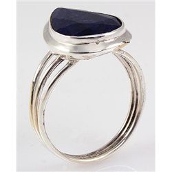 SAPPHIRE CORRUNDUM 26.09CTW BEZEL SILVER RING