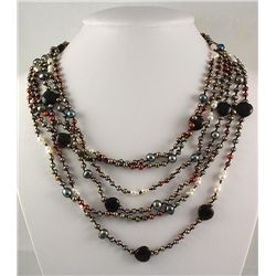 6 ROW NATURAL PEARL 379.78CTW NECKLACE W/ BOTTON LOCK