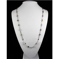 38.60CT Multi Precious Gemstone Silver Bezel Necklace 9