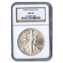 Burnished 2008-W Silver Eagle MS70 NGC