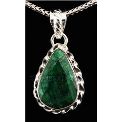 NATURAL EMERALD BERYL 27.86CTW SILVER PENDANT