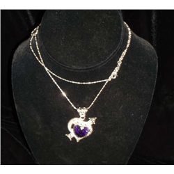 Sterling Silver Necklace With Purple Heart