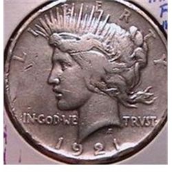1921 Peace Dollar F12 KEY DATE