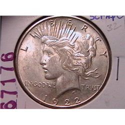 1922-S Peace Dollar AU55