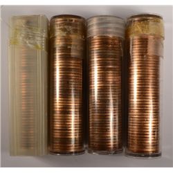 ( 4 ) BU LINCOLN WHEAT CENT ROLLS: 1953-D, 54- D AND S, AND 1955-D