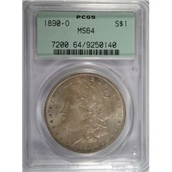 1890-O MORGAN SILVER DOLLAR, PCGS MS-64 GREEN LABEL, SUPER ORIGINAL , LOOKS  65