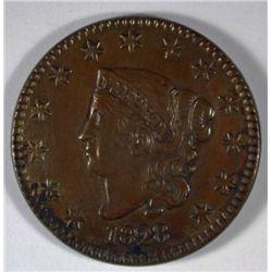 1828 LARGE CENT, AU-58 GLOSSY BROWN  SURFACES, NICE!!!