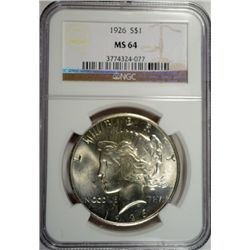 1926 PEACE DOLLAR NGC MS64 WHITE