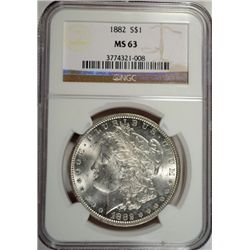 1882 MORGAN DOLLAR NGC MS63 WHITE
