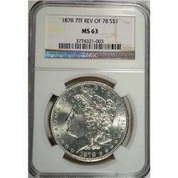 1878 7F REV 78 MORGAN NGC MS63 WHITE