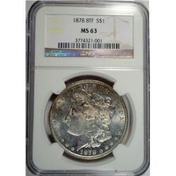 1878 8F MORGAN DOLLAR NGC MS63 WHITE