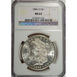 1885-O MORGAN DOLLAR NGC MS63 WHITE