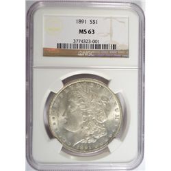 1891 MORGAN DOLLAR NGC MS-63