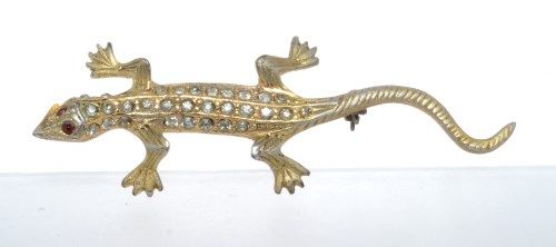 Vintage LIzard Pin with rhinestones.