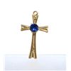 Image 1 : Vintage signed 14L GE (Gold Plated) Cross with blue stone, like new!