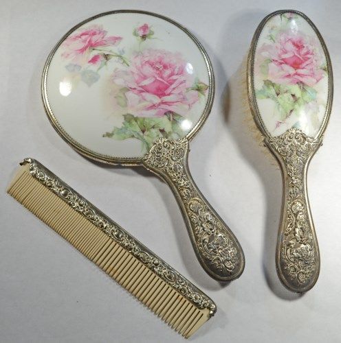 Vintage Vanity Set Includes Mirror Brush And Comb