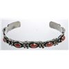 Image 1 : Vintage Native American Cuff Bracelet with bezel set red stones.