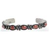 Image 2 : Vintage Native American Cuff Bracelet with bezel set red stones.