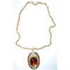 Image 1 : Vintage Signed Whiting and Davis Amber Pendant, on 24" chain