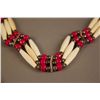 Image 2 : Native American Beaded Necklace.  Bone and beads. [2.5 (oz),13 (in),1.5 (in),0.3 (in)]