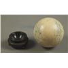 Image 4 : Antique Ivory Billiard Cue Ball with wood stand. [7.25 (oz), 3 (in), 2.5 (in), 2.5 (in)]