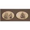 Image 1 : Group of 2 Large Scrimshaw Ivory plaques.  Dimensions approximately: [3 (in),2 (in),0.13 (in)]
