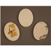 Image 2 : Group of 3 Scrimshaw Ivory plaques.  Dimensions approximately: [1.5 (in),1.25 (in),0.13 (in)]