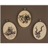 Image 1 : Group of 3 Scrimshaw Ivory pendant with sterling silver stamp.  Dimensions approximately: [1.5 (in),