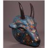 Image 2 : Blue Bull Mask carved from wood with wood inlays.  Circa early 1900's. [27.2 (oz),11.5 (in),10 (in),