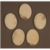 Image 2 : Group of 5 Scrimshaw Ivory plaques.  Dimensions approximately: [1.5 (in),1.25 (in),0.13 (in)]
