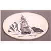 Image 1 : Boat and Iceberg  Scrimshaw Ivory Plaque [2 (in),3 (in),0.2 (in)]